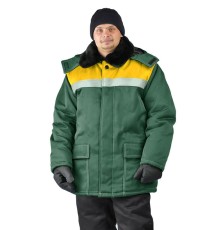 Куртка мужская УРАЛ зимняя, ткань Смесовая, цвет зеленый/желтый