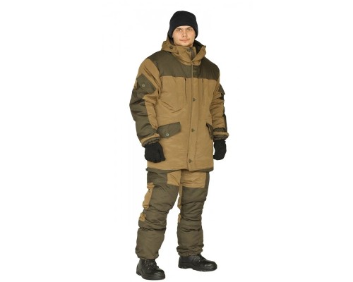 Костюм зимний Горка (куртка, брюки) утепленный на синтепоне, ткань палатка/оксфорд, цвет хаки
